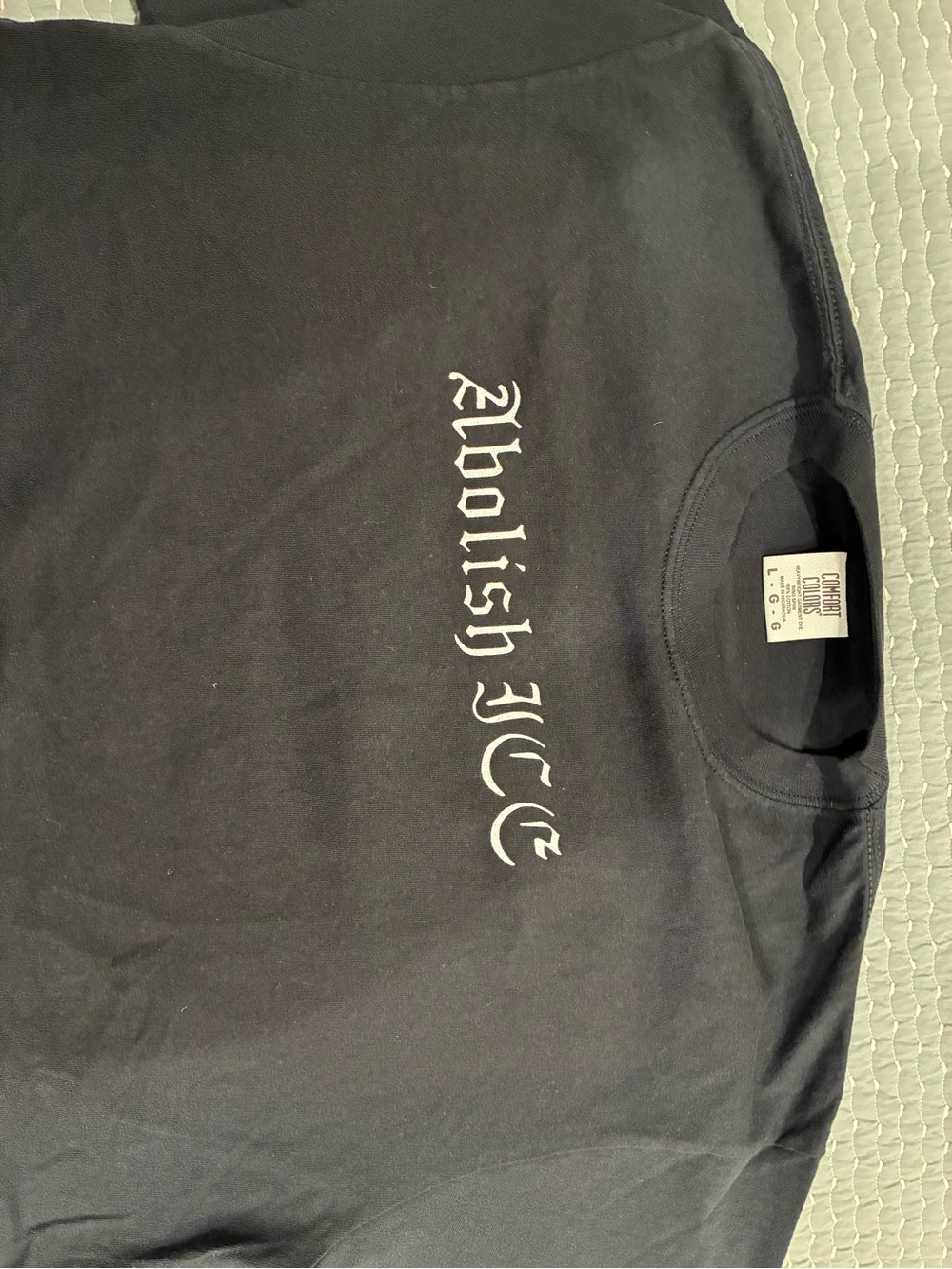 Gildan Black Crewneck Tee with White Gothic Text